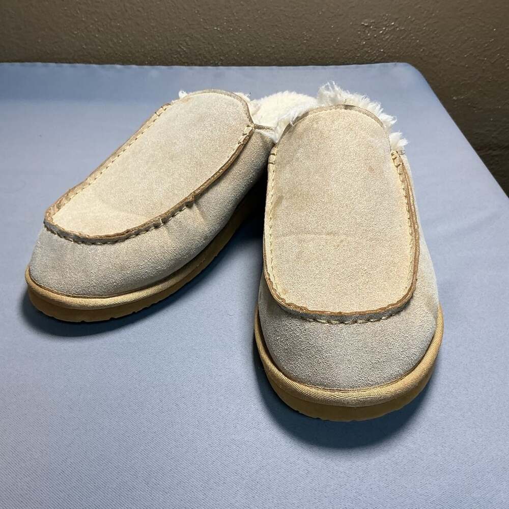 FITORY Slippers Size US 14 Beige Faux Fur Lined Clog Moccasin